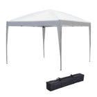 Outsunny 10 ft W x 10 ft L Folding Pop Up Tent Canopy Outdoor Gazebo - White-210D water-resistant oxford canopy against UV rays and reduce heat