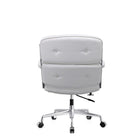 Plata Import Elegant Office Chair Faux leather Adjustable Chair with Polished aluminum frame - White-Fixed Arms