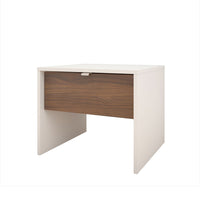 Nexera Axel Nightstand With 1-Drawer - White & Walnut-1 drawer on solid metal slides