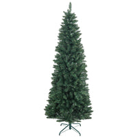HOMCOM 7' Tall Pencil Artificial Christmas Tree with Steel Base - Green-7ft tall green tree, providing a healthy, natural look 
