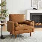 Modway Valour Tufted Vegan Leather Accent Armchair - Tan-Sinuous Spring Support