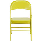 Flash Furniture HERCULES COLORBURST Series Twisted Citron Triple Braced & Double Hinged Metal Folding Chair-Set of 4 Metal Folding Chairs