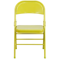 Flash Furniture HERCULES COLORBURST Series Twisted Citron Triple Braced & Double Hinged Metal Folding Chair-Set of 4 Metal Folding Chairs