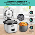 Rice Robot XL 2 qt Personal Nonstick Rice Cooker with Stainless Steel Steamer Tray - White-Designed for everyday family use: larger capacity is great for households, gatherings, and weekly meal prep
