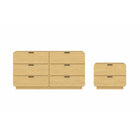 Manhattan Comfort Chrystie Contemporary Modern 2-Piece Dresser and Nightstand Set - Natural-Modern bedroom furniture set crafted with durable engineered wood and a smooth wood-grain finish, perfect for both bedroom and living room spaces