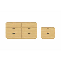 Manhattan Comfort Chrystie Contemporary Modern 2-Piece Dresser and Nightstand Set - Natural-Modern bedroom furniture set crafted with durable engineered wood and a smooth wood-grain finish, perfect for both bedroom and living room spaces
