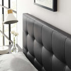 Modway Lily Upholstered Vinyl Full Headboard - Black-Deep tufting with stylish trim