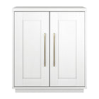 Hudson&Canal Tillman 28"W Accent Cabinet - White-Features two swing-out doors, adjustable center shelf, and a cable management cut-out