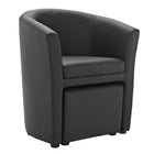 Modway Divulge Armchair and Ottoman - Black-Tuck away self-storage ottoman