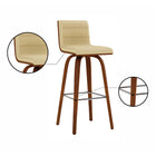 Armen Living Vienna 30" Bar Height Swivel Bar Stool in Walnut Wood Finish with Cream Faux Leather-10