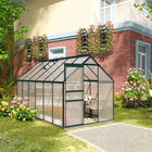 Outsunny 6' x 12' x 6.5' Polycarbonate Greenhouse - Green- Robust aluminium alloy frame for long-term use
 