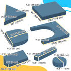 Qaba Modular Kids Play Couch Building Fort 12-Piece Set - Blue-Soft, high elasticity 28D foam ensures comfort and safety 