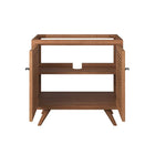 Modway Birdie 36" Teak Wood Bathroom Vanity Cabinet - Natural-Black Metal Hardware