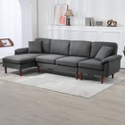 HOMCOM Changeable Sectional Sofa with Chaise Lounge - Dark Grey-Breathable linen-feel fabric resists wrinkles and deformation