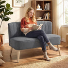 HOMCOM 46" Upholstered Loveseat Sofa with Wood Legs - Grey-Deep foam padded seat cushion with spring pack inside to sink in comfortably