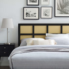 Modway Luana Cane Queen Headboard - Black-Interchangeable Bed Frame Options
