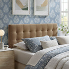 Modway Lily Stain-Resistant Performance Velvet Queen Size Headboard - Taupe-Biscuit Tufted Design