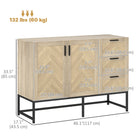 HOMCOM 46.1" L Sideboard Buffet Cabinet with 3 Drawers - Oak-Fits for dining room, kitchen, living room, or other limited spaces that need more storage