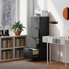 HOMCOM 4-Drawer Fluted Vertical Letter/A4 Filing Cabinet with Lock - Black-Silent drawer glides for a peaceful workspace
