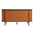 Modway Coralie Curved 6-Drawer Vegan Leather Oval Dresser - Walnut Tan-Assembly Required