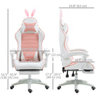 HOMCOM Reclining Gamer Chair with Footrest - Pink-Adjustable height from 17.3" to 20.5" (44 to 52 cm), gaming chair adapts to your sitting style and desk dimensions