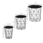 HOMCOM Nesting End Tables with Storage and Tray - Black - 3 Pack-Crisscross metal frame for added beauty and stability