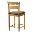 Modway Jax Oak Wood Counter Stool With Wavy Razor Back and Cushion - Weathered Oak Cocoa-Sturdy Side Stretchers