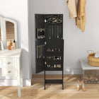 HOMCOM Mirror Jewelry Cabinet with LED Lights - 14.25" L x 11.75" W x 53.5" H - Black-LED lights give off eye-catching glow 