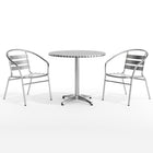 Flash Furniture 31.5'' Round Aluminum Indoor/Outdoor Table with 2 Slat-Back Chairs (TLH32RD017BCHR2)-6