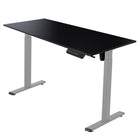 Ezywork 60" Electric Height Adjustable Standing Desk - Grey Frame / Black Table Top-Whole piece table top 1" of thickness