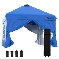 Outsunny 10 ft W x 10 ft L Pop Up Canopy Tent - Instant Sun Shelter - Blue-10' x 10' party tent with 4 removable walls, ideal for outdoor event use