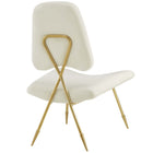 Modway Ponder Performance Velvet Lounge Chair - Ivory-Mid-Century Toothpick Legs