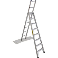 Featherlite 2700 Series 16' Industrial Duty Aluminum Multi-Way Ladder-Stepladder Height: 8'