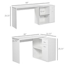 HOMCOM 46" L-Shaped Desk with Drawer - White-Durable particle board with melamine surface, long-lasting and easy to clean 