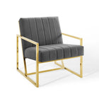 Modway Inspire Channel Tufted Performance Velvet Armchair - Charcoal-Glam Deco Accent Chair