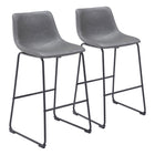 Zuo Smart Barstool - Charcoal - Set of 2-Ergonomic and supportive footrest