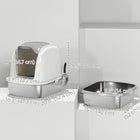 PawHut Large Stainless Steel Cat Litter Box with Lid Scoop-Comes with a scoop and deodoriser for immediate use 