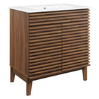 Modway Render 30" Bathroom Vanity Cabinet - Walnut/White-Mid-Century Modern Style