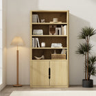 Manhattan Comfort Rivington 40" Modern 4-Shelf Bookcase Cabinet - Natural Oak-4 spacious open shelves provide generous storage for books, decor, or baskets