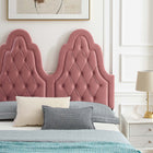 Modway Alexandria Tufted Performance Velvet Twin Platform Bed with Black Wood Legs - Dusty Rose-Reinforced Center Beam and Support Legs