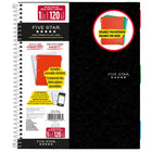 Five Star Colour Coded Notebook with Dividers - 10-1/2" H x 8" W - 240 Pages - Black-Double sided wide ruled sheets that are ink bleed resistant.