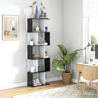 HOMCOM 5-Tier Geometric Bookshelf - Black-Solid particle board construction for long-term use
