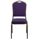 Flash Furniture HERCULES Series Crown Back Stacking Banquet Chair in Purple Fabric - Gold Vein Frame-Multipurpose Banquet Chair
