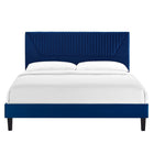 Modway Yasmine Channel Tufted Performance Velvet King Platform Bed - Navy-Tapered Black Wood Legs