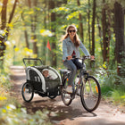 Aosom 2-in-1 Bike Trailer for Kids, Foldable Baby Stroller Carrier - Black-Fits two kids under 43.3" (110 cm) in height 