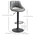HOMCOM Adjustable Counter Height Swivel Bar Stools - Grey - 2 Pack-PU leather upholstery and curved backrest provide optimal comfort
