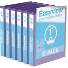 Davis Group Easyview Premium Binder - Round Ring - Customizable - 1" - Purple - 6 Pack-3 Ring Binder
