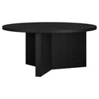 Hudson&Canal Anders 36"W Round Coffee Table - Black Grain-Tabletop features a weight capacity of 65 lbs