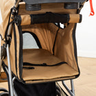 PawHut 4-Wheel One-Click Folding Pet Stroller with Brakes, Cup Holder and Travel Carrier - Coffee-Mesh windows gives a sight whilst keeping ventilation 