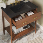 Modway Zaire 30" Bathroom Vanity - Walnut/Black-Tapered Legs